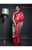 Handloom Tussar Gicha Pallu Saree With Contrast Color Border (RAI20100721)